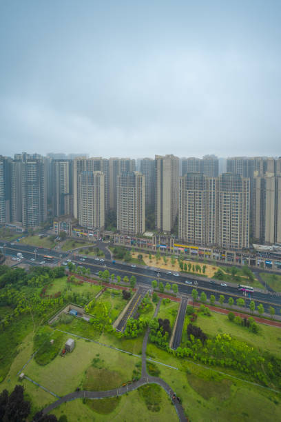 istock Residential buildings in Chengdu on a rainy day. 1500332113