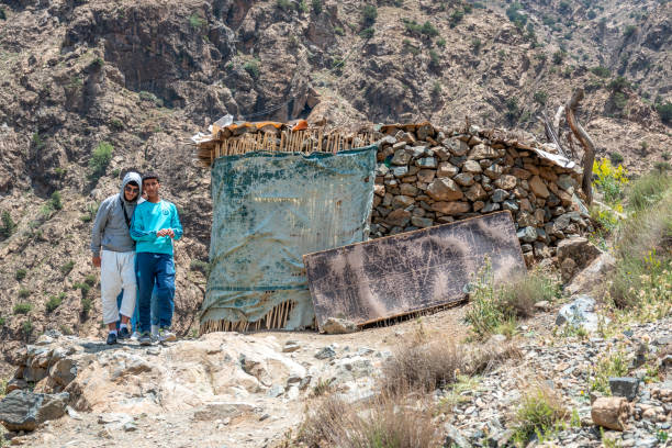 Built Structure at Ourika Valley in Al Haouz Province in Atlas Mountains, Morocco stock photo