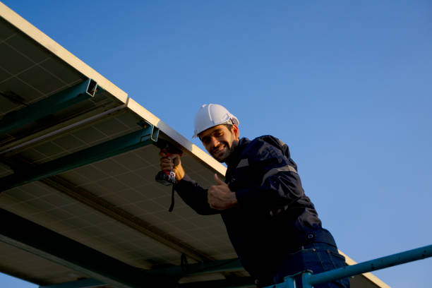 istock Employee is working at solar farm. 1500335293