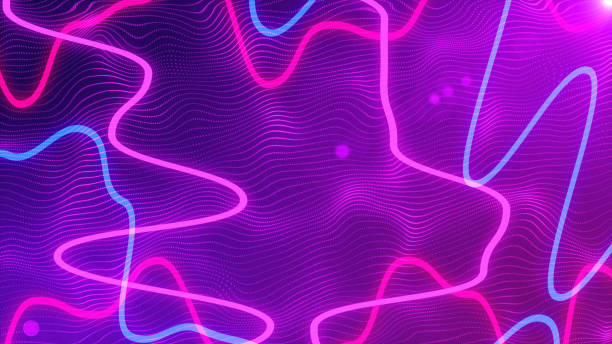 futuristische lila elektronische neonstrahlenergie abstrakte, abstrakte technologie hintergrund schleifenanimation, cyber disco strahlen dynamischer effekt, galaxie beleuchtetes glühen, internet laserbeleuchtung - looping animation stock-fotos und bilder
