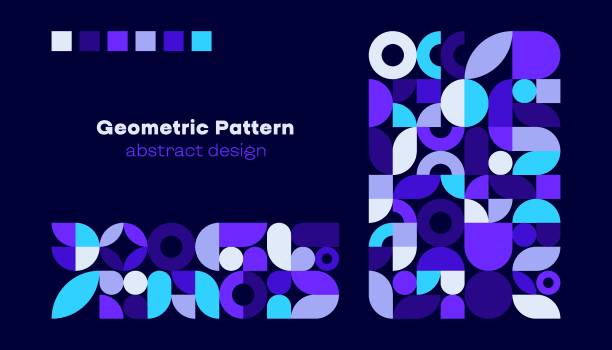 istock Abstract geometric pattern. Simple circle square shapes, modern swiss banner brand identity package design. Vector background 1500345375