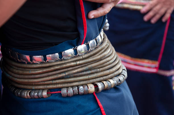Close up of Kadazan Dusun traditional hip belt known as Tangkong Hip belt known as Tangkong kadazan people stock pictures, royalty-free photos & images