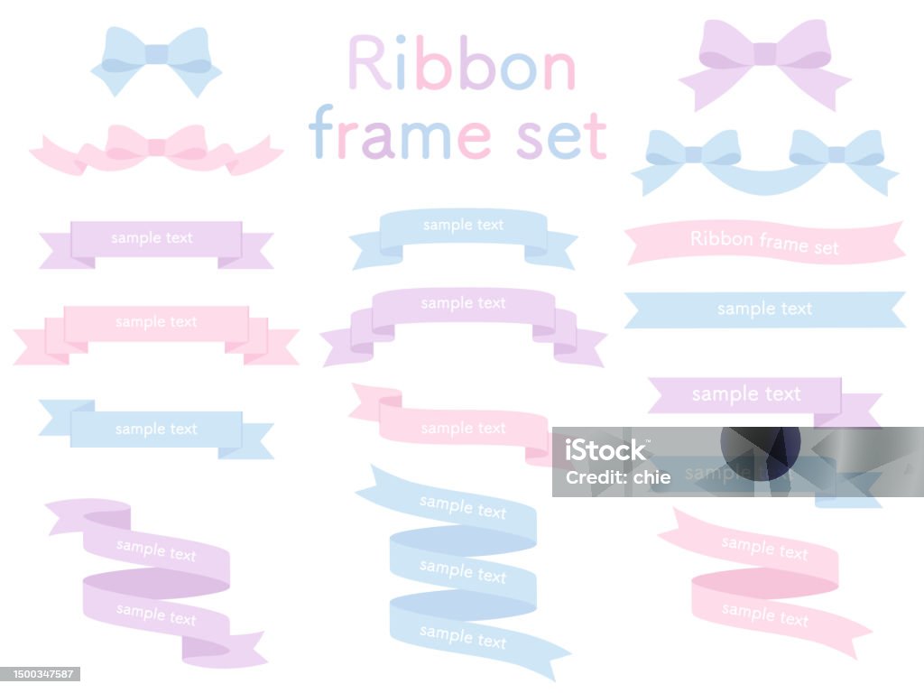 Border Frame Ribbon Vector Illustration Set Of Ribbon Frame Stock Illustration - Download ...