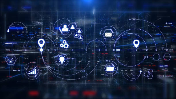 istock Technology data business analysis and strategy, professional financial, digital link tech with futuristic icon concept illustration. 1500348573