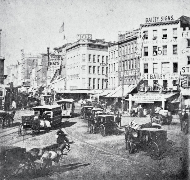 istock New York City, Chatham square looking up the Bowery, 1865 1500350522