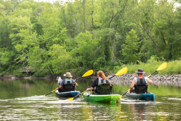 istock Family With Dog Kayaking Down Rum River in Summer 1500350655