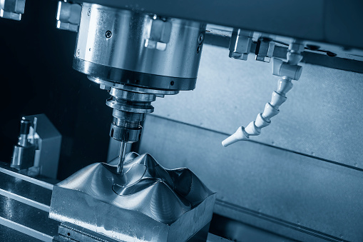Green Mill Injection Machine The Cnc Milling Machine Cutting Injection Mold Part By Solid Ball End ...