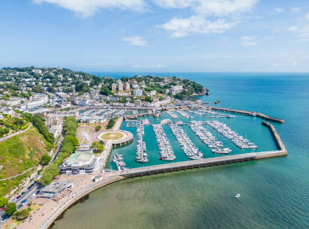 vue sur le port de torquay - torquay photos et images de collection