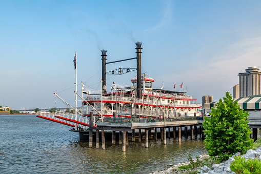 New Orleans, USA. 9 June 2023. Paddle steamer on the Mississippi at New Orleans.