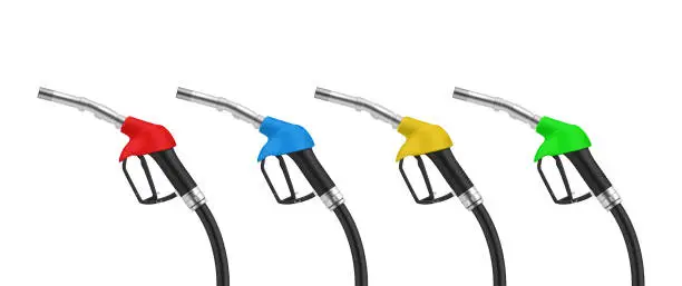 Vector illustration of Fuel gun for gasoline diesel oil petrol petroleum automobile fill refuel set realistic vector