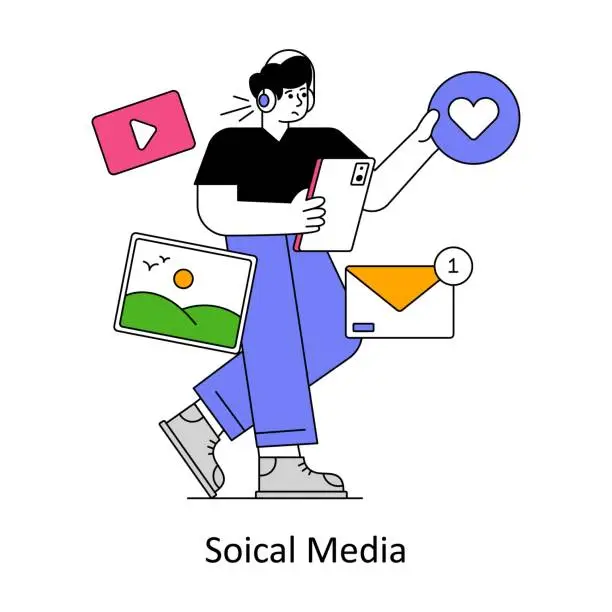 Vector illustration of Social Media Flat Style Design Vector illustration. Stock illustration
