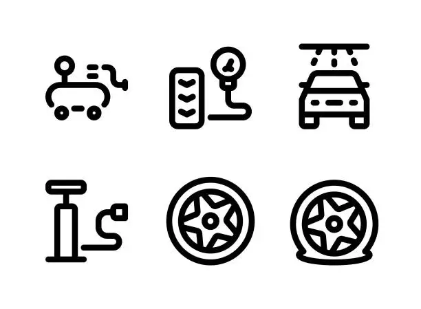 Vector illustration of Simple Set of Car Service Vector Line Icons