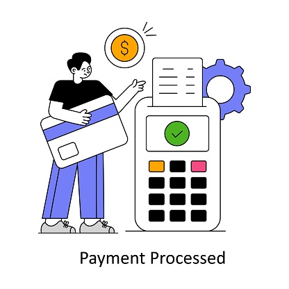 Payment Processed Flat Style Design Vector illustration. Stock illustration