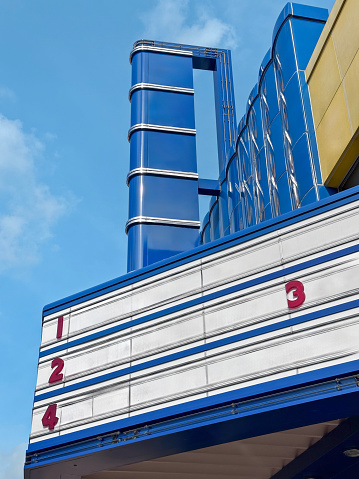 Blank sign of a retro cinema theater