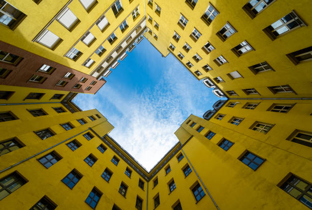 Low angle view of building against sky, Berlin Kreuzberg
