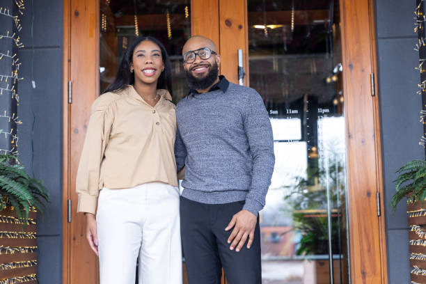 istock Happy Black Couple in a Restaurant Patio 1500368016