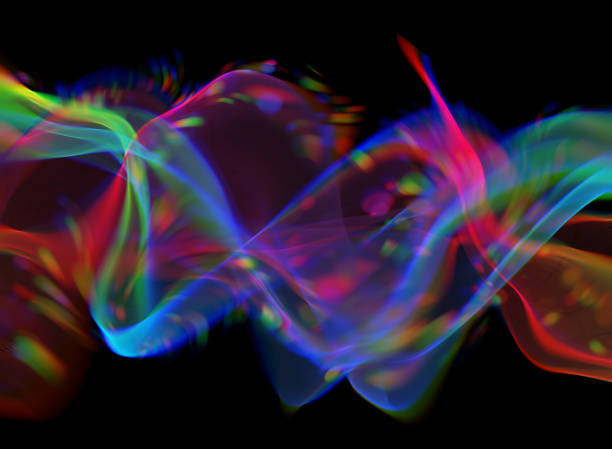 метавселенная web3 абстрактная призма голографический глюк волновой узор красочный неоновое боке ветер светящаяся форма спектр лазерная те - disco lights audio стоковые фото и изображения