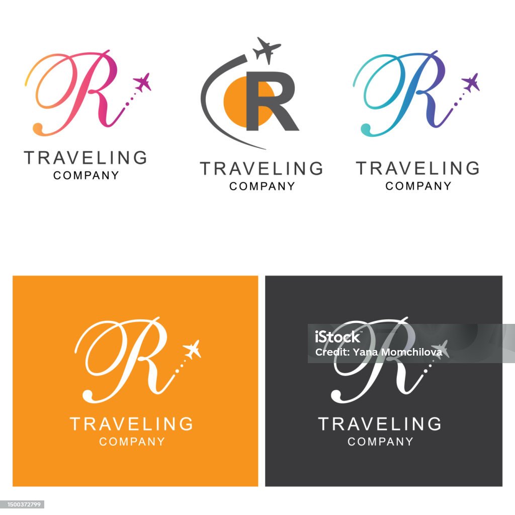 Letter R Travel Logo Design With A Small Plane Stock Illustration ...