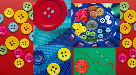 collage of colored buttons on a bright background