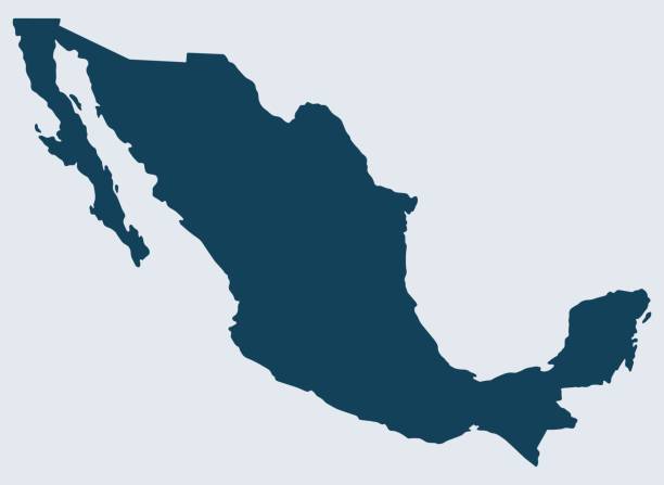 illustrations, cliparts, dessins animés et icônes de territoire de l’état du mexique silhouette monochrome - outline mexico flat world map