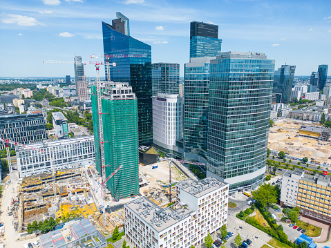 Captivating view of towering business buildings in Berlin Charlottenburg, near Zoologischer Garten train station.