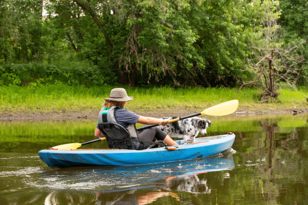 istock Girl & Dog Kayaking Down Rum River in Summer 1500385209