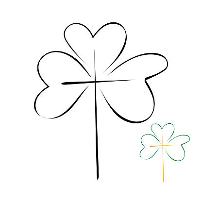 Open-shape stroke/ line art illustration of three-leaf clover - Irish St-Patrick’s Day symbol of Holy Trinity.