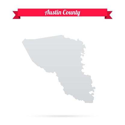 Map of Austin County - Texas, isolated on a blank background and with his name on a red ribbon. Vector Illustration (EPS file, well layered and grouped). Easy to edit, manipulate, resize or colorize. Vector and Jpeg file of different sizes.