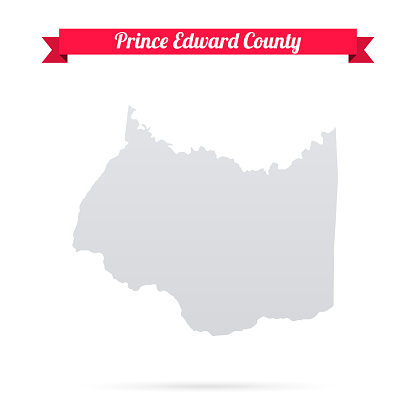 Map of Prince Edward County - Virginia, isolated on a blank background and with his name on a red ribbon. Vector Illustration (EPS file, well layered and grouped). Easy to edit, manipulate, resize or colorize. Vector and Jpeg file of different sizes.