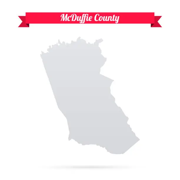 Vector illustration of McDuffie County, Georgia. Map on white background with red banner