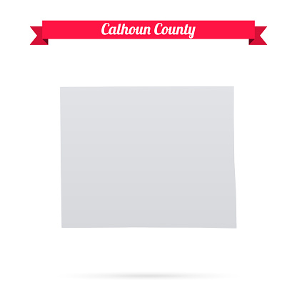 Map of Calhoun County - Michigan, isolated on a blank background and with his name on a red ribbon. Vector Illustration (EPS file, well layered and grouped). Easy to edit, manipulate, resize or colorize. Vector and Jpeg file of different sizes.