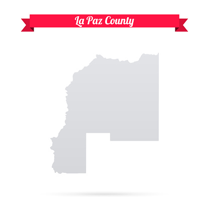 Map of La Paz County - Arizona, isolated on a blank background and with his name on a red ribbon. Vector Illustration (EPS file, well layered and grouped). Easy to edit, manipulate, resize or colorize. Vector and Jpeg file of different sizes.