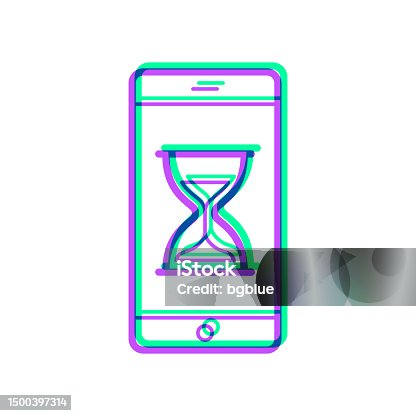 istock Smartphone with hourglass. Icon with two color overlay on white background 1500397314