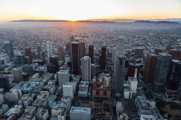 istock Los Angeles Downtown Aerial Sunset 1500397368