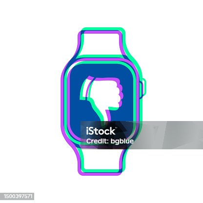 istock Smartwatch with thumbs down. Icon with two color overlay on white background 1500397571
