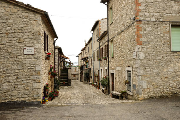 The Main Street of a medieval village in Umbria (Italy)