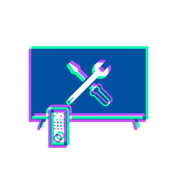 Vector illustration of TV settings - Tools. Icon with two color overlay on white background