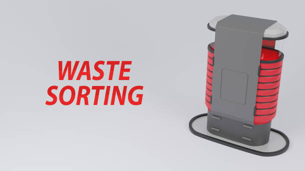 istock 3d render Trash can garbage dustbin waste. Trashcan basket empty bucket with white background illustration the words waste sorting 1500401080