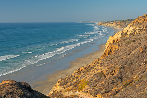 Quiet Beach Viewed From Above at Torrey Pines State Natural Area in California