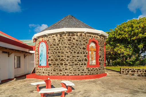 Old stone catholic chapel at Mayreau island, Saint Vincent and the Grenadines, West Indies, Caribbean