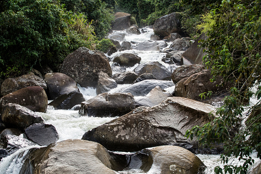 Fast river with stones that comes down from the mountain - Tamesis Antioquia