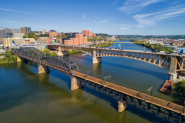 istock Pittsburgh Skyline with Downtown and Business District. Train Bridge and Liberty Bridge. 1500420362