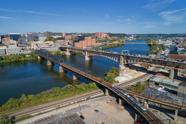 istock Pittsburgh Skyline with Downtown and Business District. Train Bridge and Liberty Bridge. 1500420374