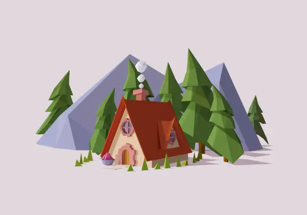 Vector illustration of Home Low Poly Vector