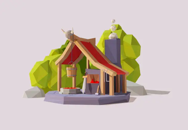 Vector illustration of Forge Low Poly Vector