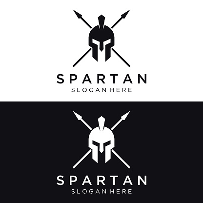 Simple greek spartan warrior helmet Logo design, with creative idea.