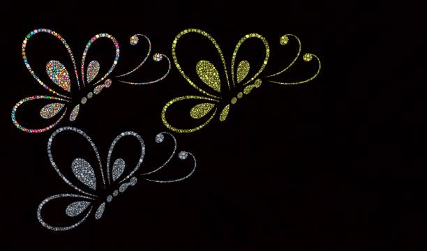 A digital illustration of spotted ribbon patterns on a black background