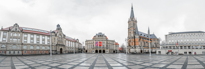 Panoramic view of the Evangelische church of Saint Petri in the historic downtown of Chemnitz, Germany