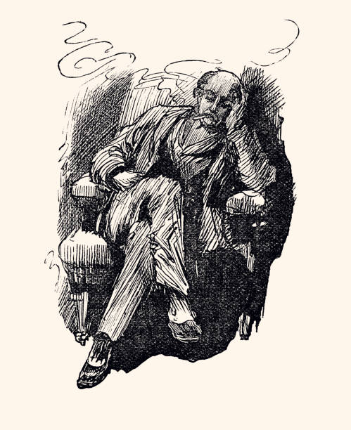 thinking (xxxl z wieloma szczegółami) 19 wiek - victorian style engraved image 19th century style image created 19th century stock illustrations