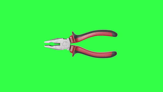 Pliers animated on a green screen background